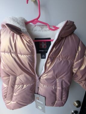 Swiss Tech Metallic Pink Puffer Jacket